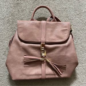 Miztique Leather Back Pack Tassels Top Zipper Stripe Lining